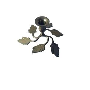 Vintage Brass Leaf Candlestick Holder: Cottagecore